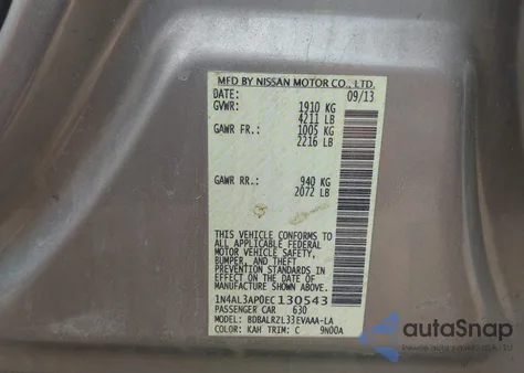 2014 Nissan Altima 2.5 S из США, поврежденный, VIN 1N4AL3AP0EC130543